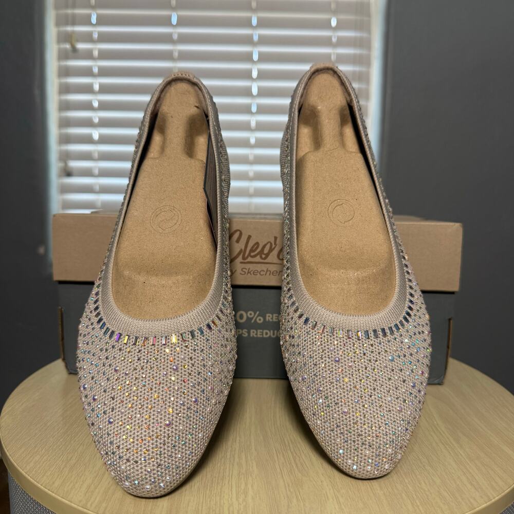 Skechers Cleo 2.0 Mesmerizing Nights Ballet Flat, Taupe, US 8.5 - Picture 3 of 8